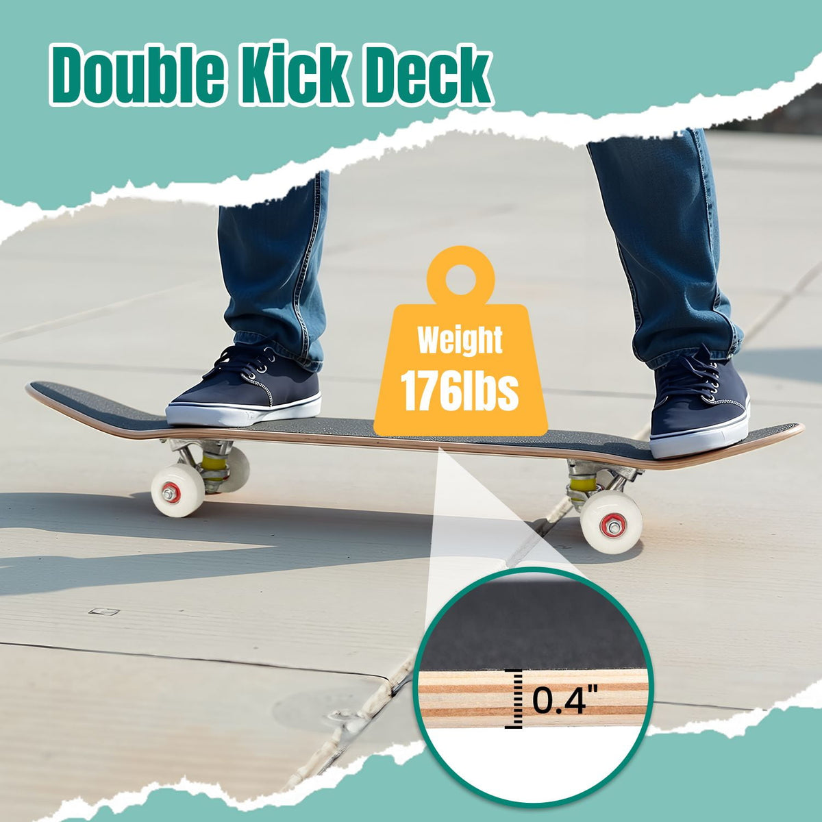 Vibrant Chrysanthemum Floral Bold Pink Purple Blooms 31" x 8" Complete Skateboard, 7-Ply Canadian Maple Double Kick Trick Board for Kids and Beginners Adult Gifts
