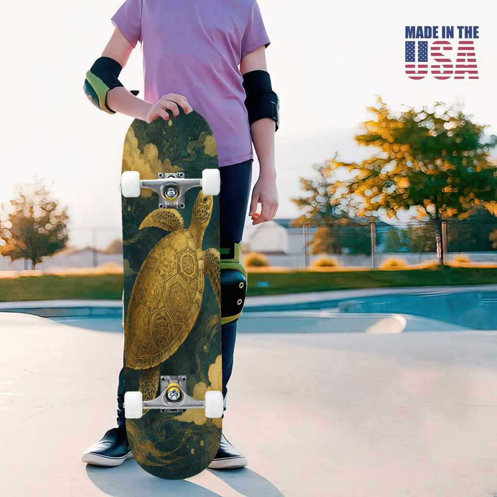 31"x8" Complete Skateboards for Beginners, Colorful Turtle Floral Shell Starry Night Marine Life Double Kick 7 Ply Canadian Maple Deck Skateboard with Wheels, Gifts for Kids Teens