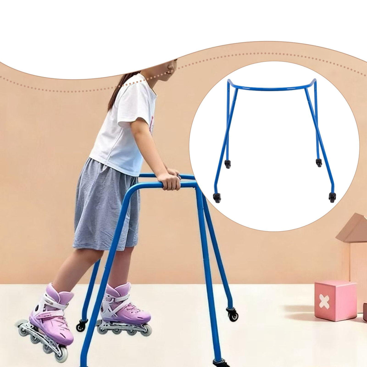 Aymzbd Kids' Roller Skate Train, for Toddlers, Sturdy and High-Performance Support, Blue S
