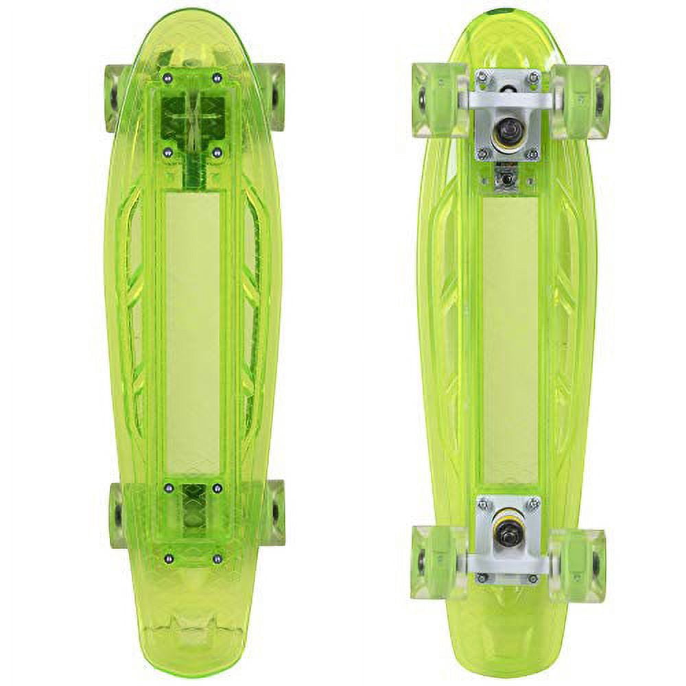 Rekon 22" Complete LED Light Up Mini Cruiser Skateboard (Clear Green)