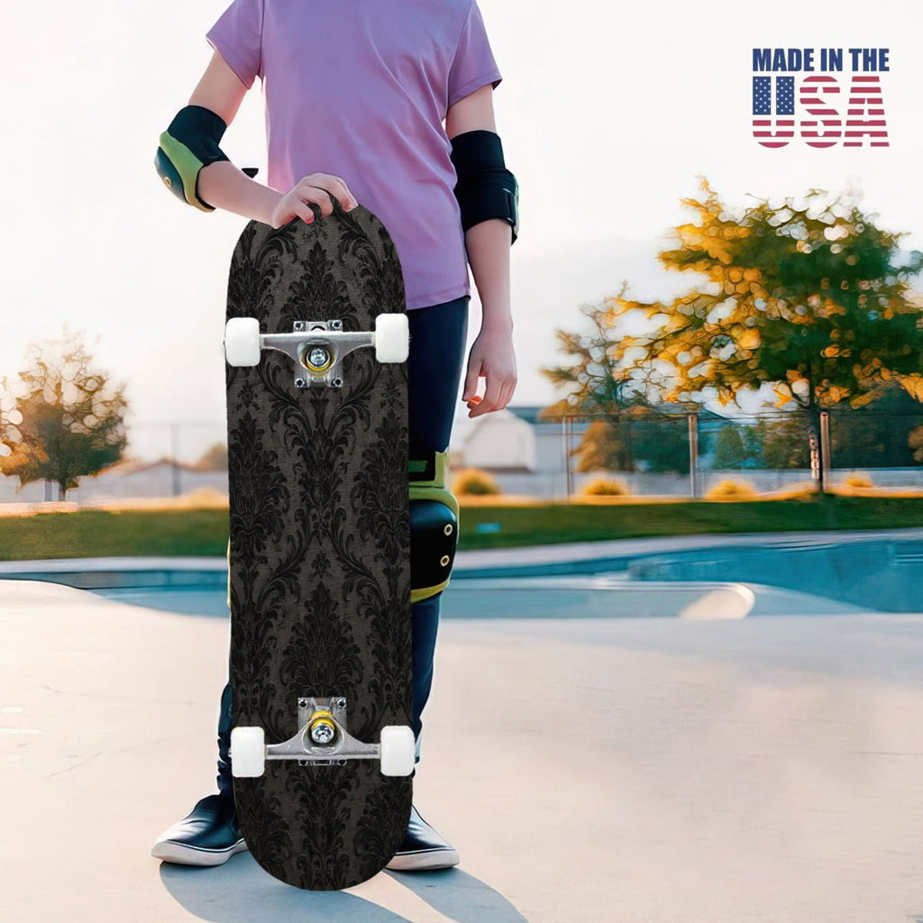 31"x8" Complete Skateboards for Beginners,Cute Ghosts Purple Bows Bats Lilac Halloween Double Kick 7 Ply Canadian Maple Deck Skateboard with Wheels, Gifts for Kids Teens