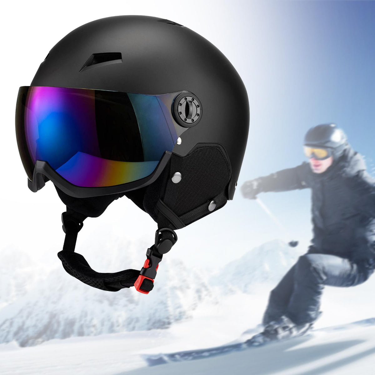 figatia Snow Sports Helmet Windproof Breathable Snowboard Helmet Protection Goggles for Adults for Skateboarding Winter Sports Black S
