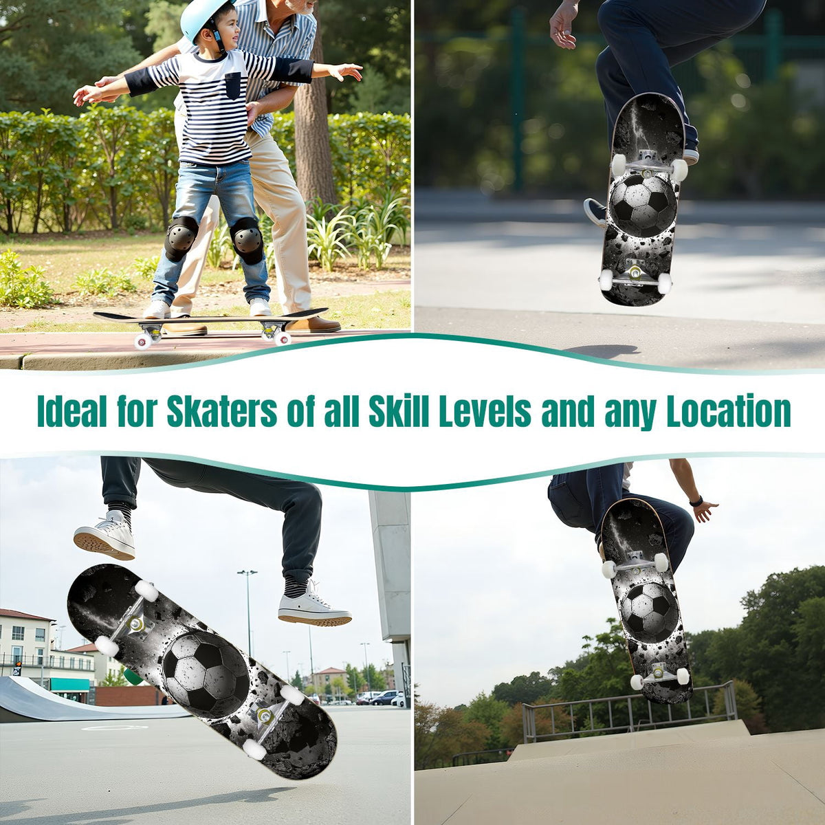 31"x8" Complete Skateboards for Beginners,Orange Basketball Hoop Blue Sky Clouds Double Kick 7 Ply Canadian Maple Deck Skateboard with Wheels, Gifts for Kids Teens