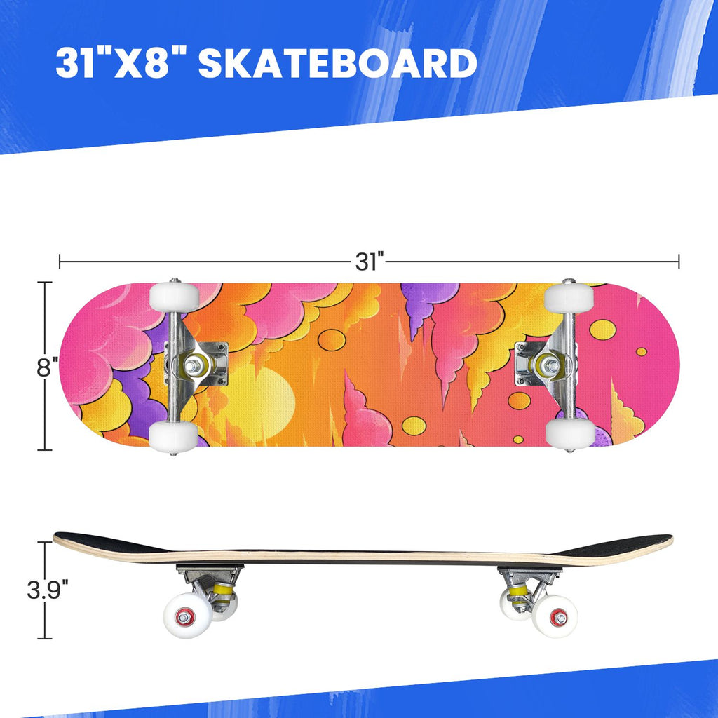 Complete Skateboard Golden Retriever Dog Portrait 31 Inch 7-Ply Maple Skateboard with PU Wheels and Aluminum Trucks, Ready-to-Ride Skateboard for Beginners, Teens and Adults