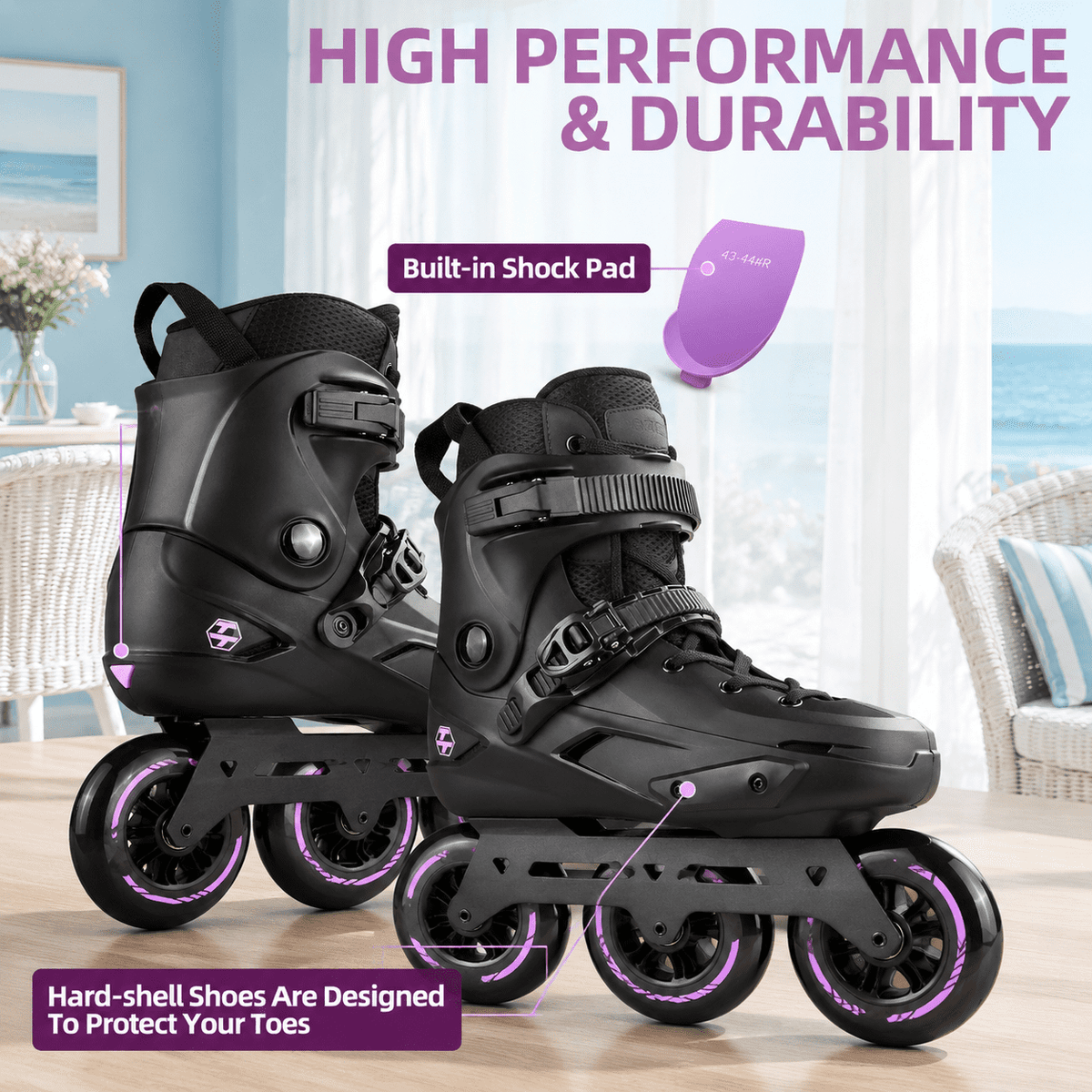 Adult Inline Skates, 3-Wheel High Performance Roller Skates for Men and Women, Size USM13.5-14.5/USL14.5-15.5