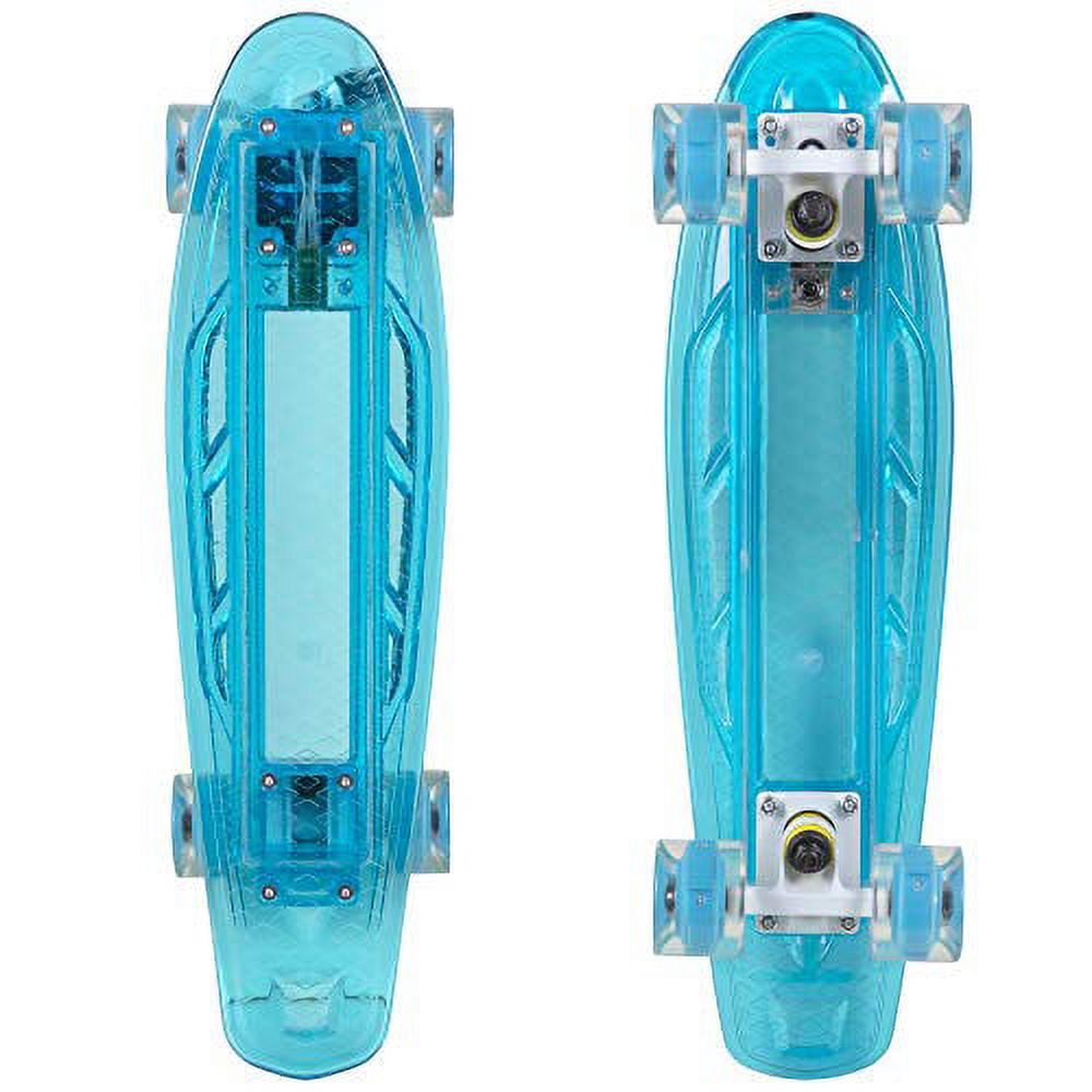 Rekon 22" Complete LED Light Up Mini Cruiser Skateboard (Clear Green)