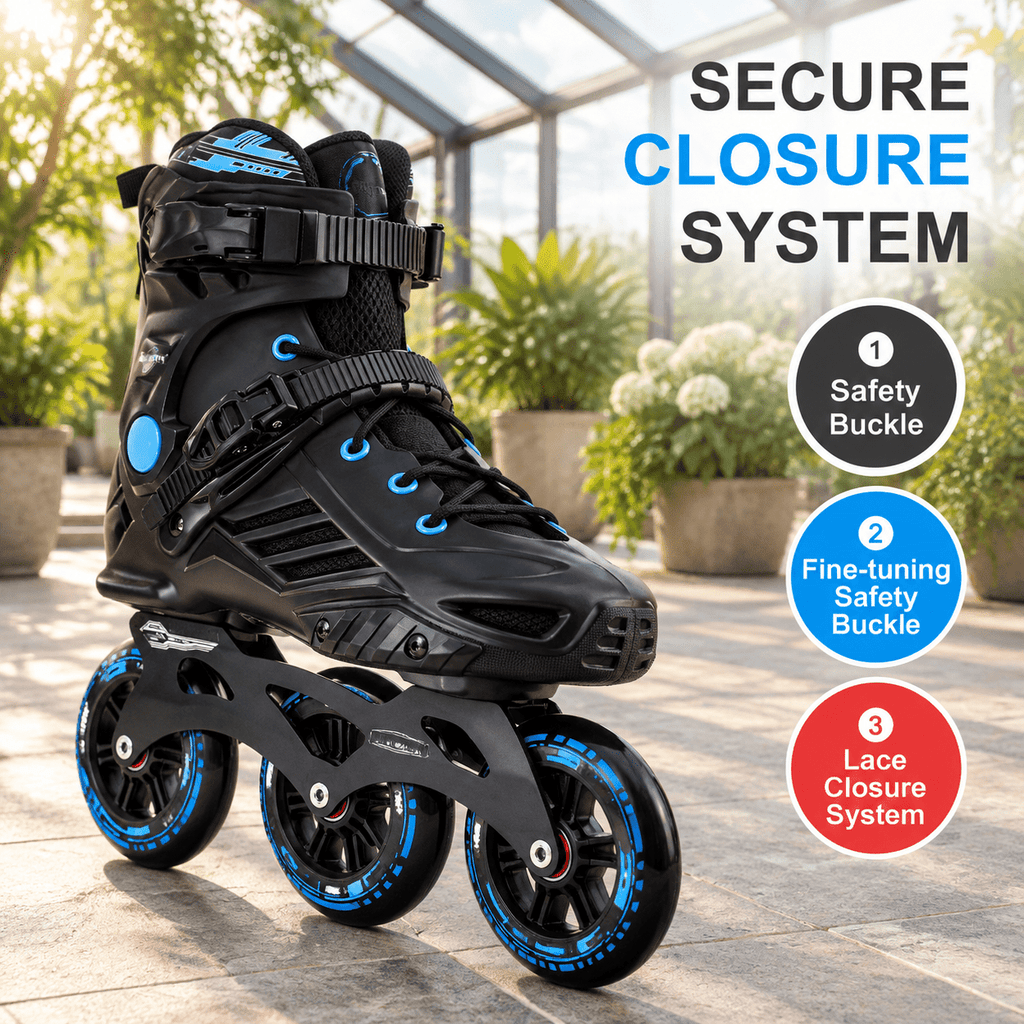 Black Men5.5-6/Women6.5-7/25cm 3-Wheel Inline Skates for Adult Fitness Speed Racing