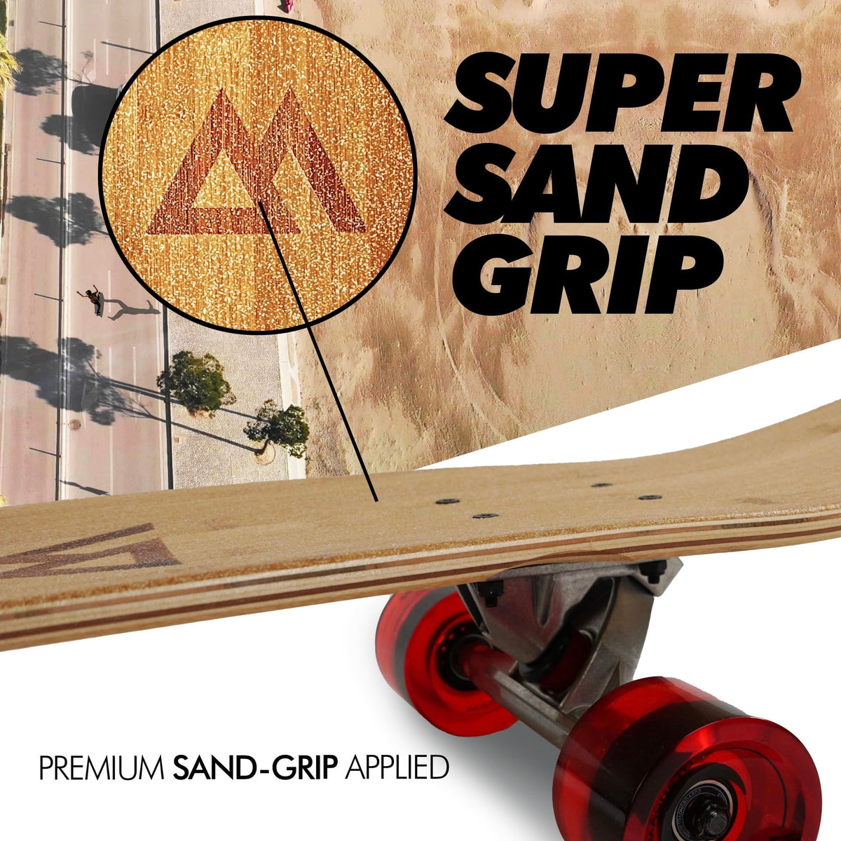 Magneto 44 inch Kicktail Cruiser Longboard Skateboard | Bamboo and Hard Maple Deck | Made for Adults, Teens, and Kids (Red)