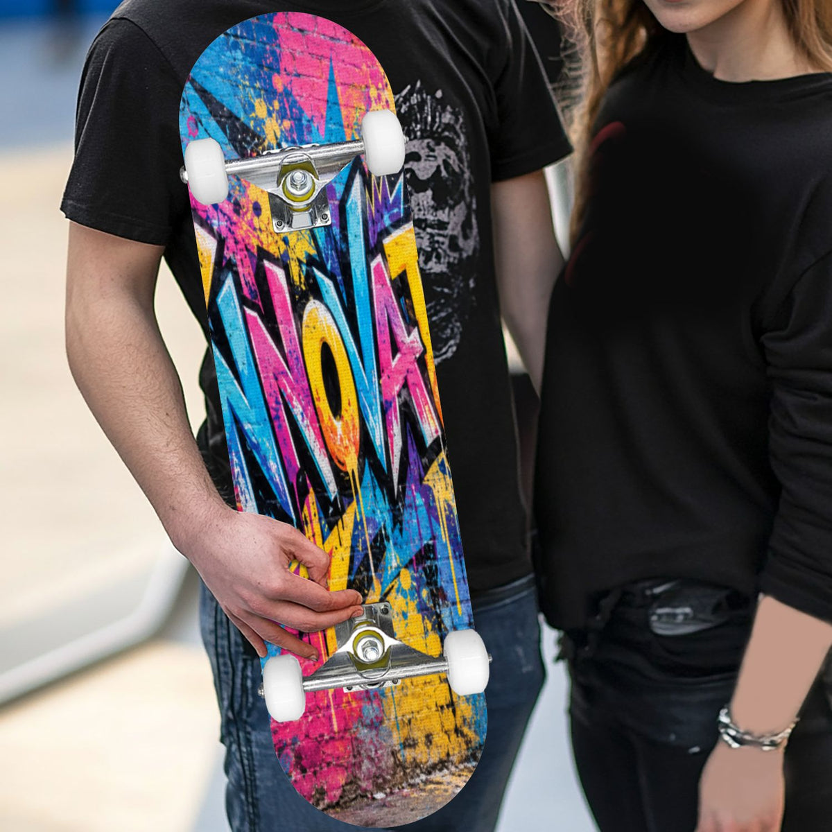 Complete Skateboard Paint Splash Explosion 31 Inch 7-Ply Maple Skateboard with PU Wheels and Aluminum Trucks, Ready-to-Ride Skateboard for Beginners, Teens and Adults