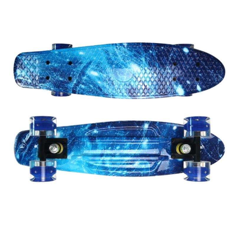 CEORPER 22inch Complete Mini Cruiser Skateboard Longboard Flashing Wheels Fish Skate Board for Adults Kids Teens
