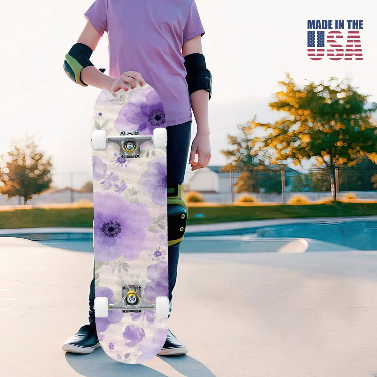 31"x8" Complete Skateboards for Beginners,Bold Stained Glass Western Double Kick 7 Ply Canadian Maple Deck Skateboard with Wheels, Gifts for Kids Teens