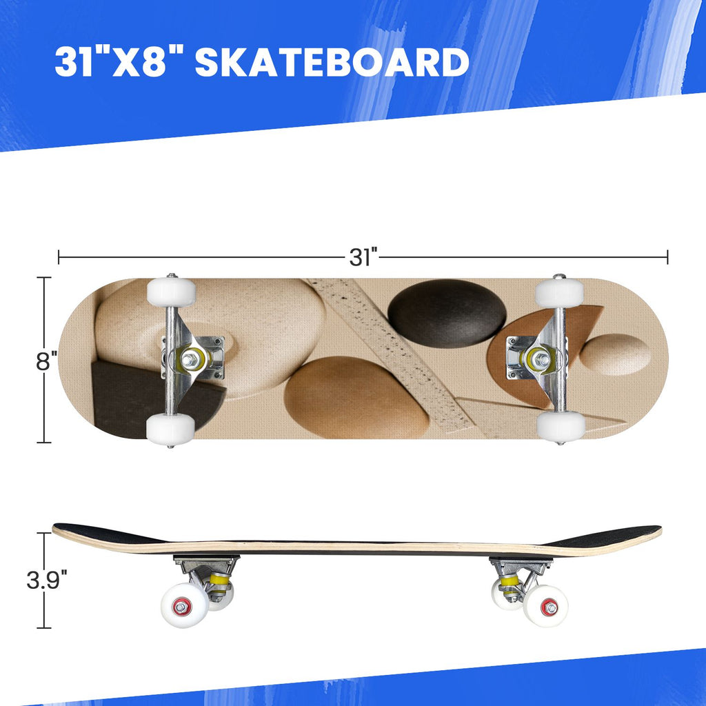 Complete Skateboard Vibrant Swirling Abstract 31 Inch 7-Ply Maple Skateboard with PU Wheels and Aluminum Trucks, Ready-to-Ride Skateboard for Beginners, Teens and Adults