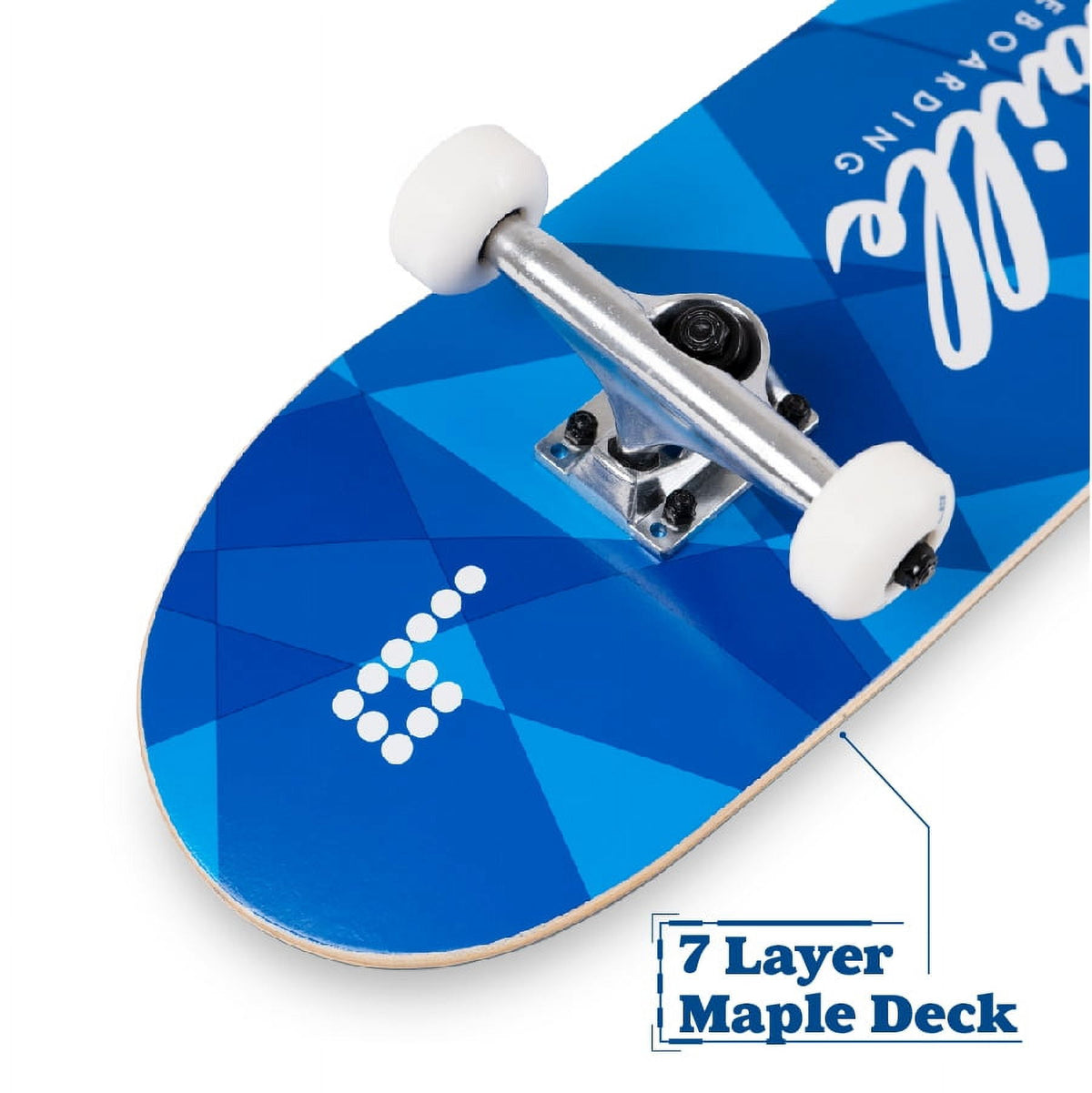 Braille Skateboarding - Multicolor, 31 In. x 7.75 In. Complete Skateboard, with 7-Ply Maple Deck and Abec-7 Bearings