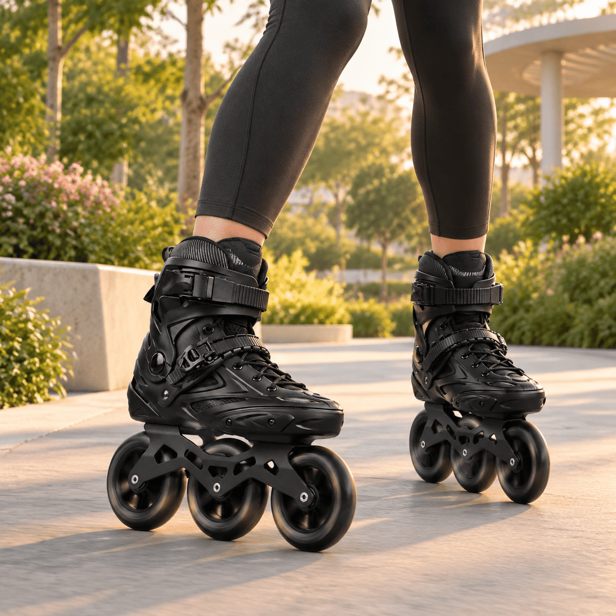 Black Men5.5-6/Women6.5-7/25cm 3-Wheel Inline Skates for Adult Fitness Speed Racing