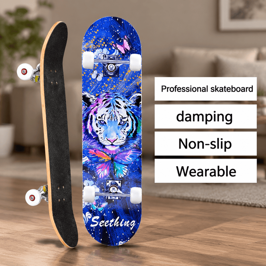 31-inch Complete Skateboard with 8-ply Maple Deck and ABEC-11 Bearings