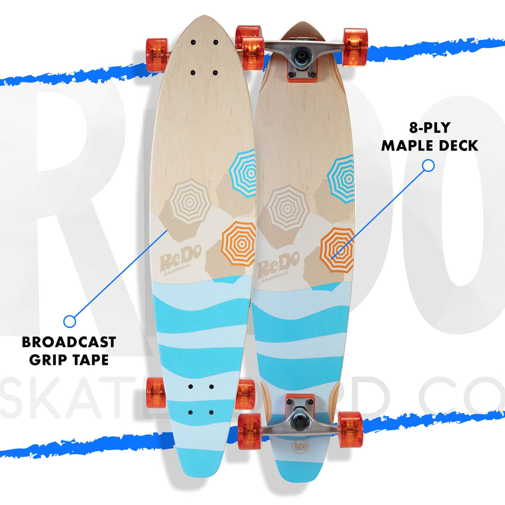 ReDo Skateboard 34.5" San Diego Umbrella Longboard for Boys Girls Kids Adults