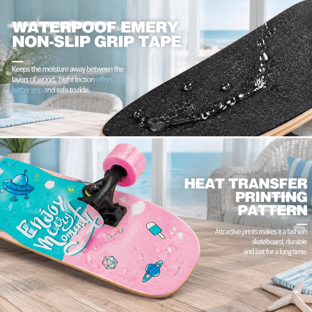 Rainbow 27 x 8 Inch Complete Cruiser Skateboard for Teens Adults Beginners