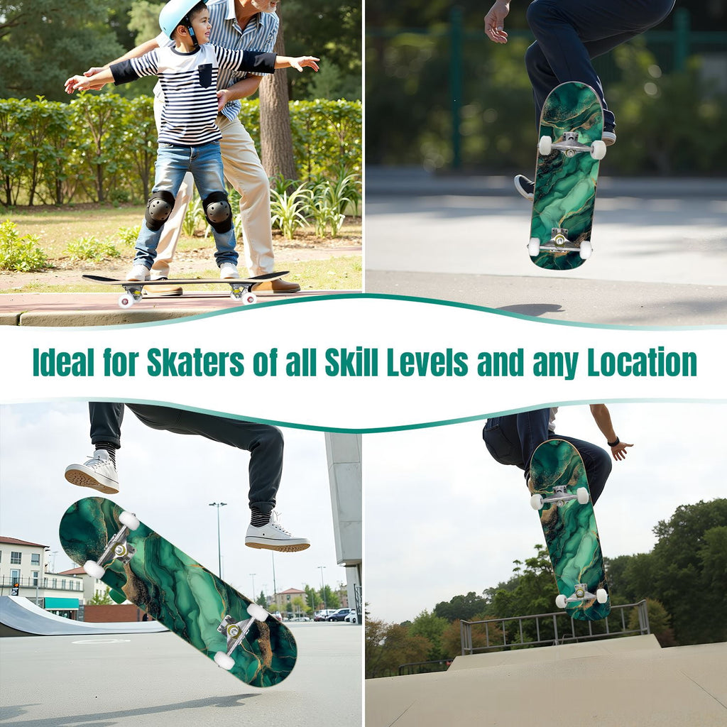 Buffalo Tan Grass Illustrations 31" x 8" Complete Skateboard, 7-Ply Canadian Maple Double Kick Trick Board for Kids and Beginners Adult Gifts