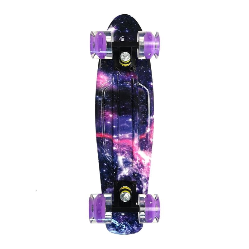 CEORPER 22inch Complete Mini Cruiser Skateboard Longboard Flashing Wheels Fish Skate Board for Adults Kids Teens