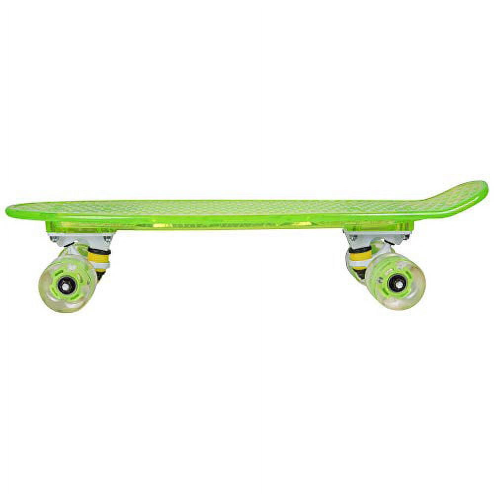 Rekon 22" Complete LED Light Up Mini Cruiser Skateboard (Clear Green)