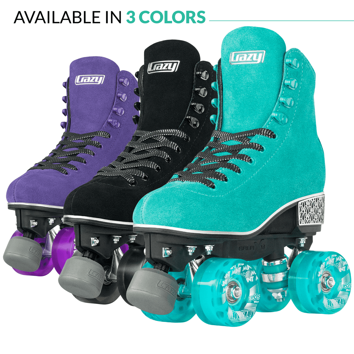 Crazy Skates Evoke Roller Skates for Women - Stylish Suede Quad Skates