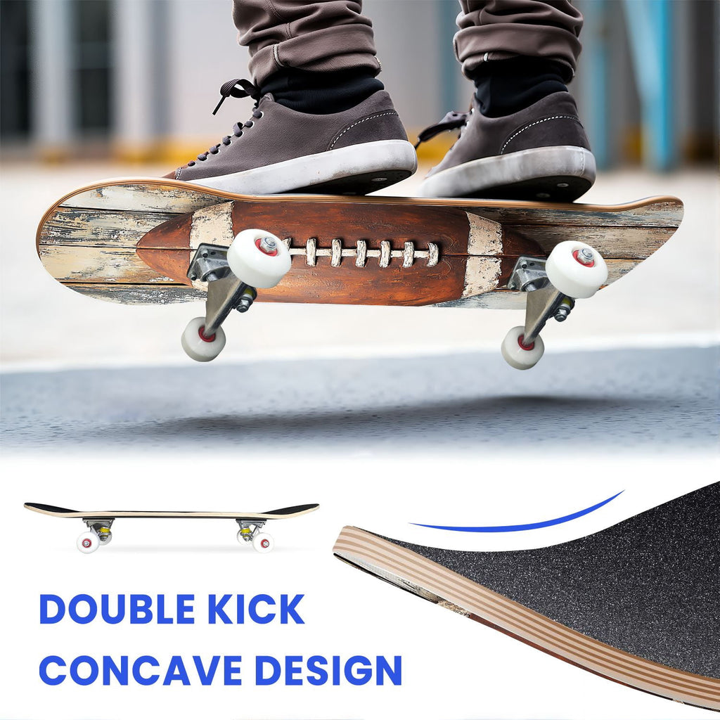 31"x8" Complete Skateboards for Beginners,Abstract Soccer Ball Vibrant Paint Splashes Drips Double Kick 7 Ply Canadian Maple Deck Skateboard with Wheels, Sports Gifts for Kids Teens