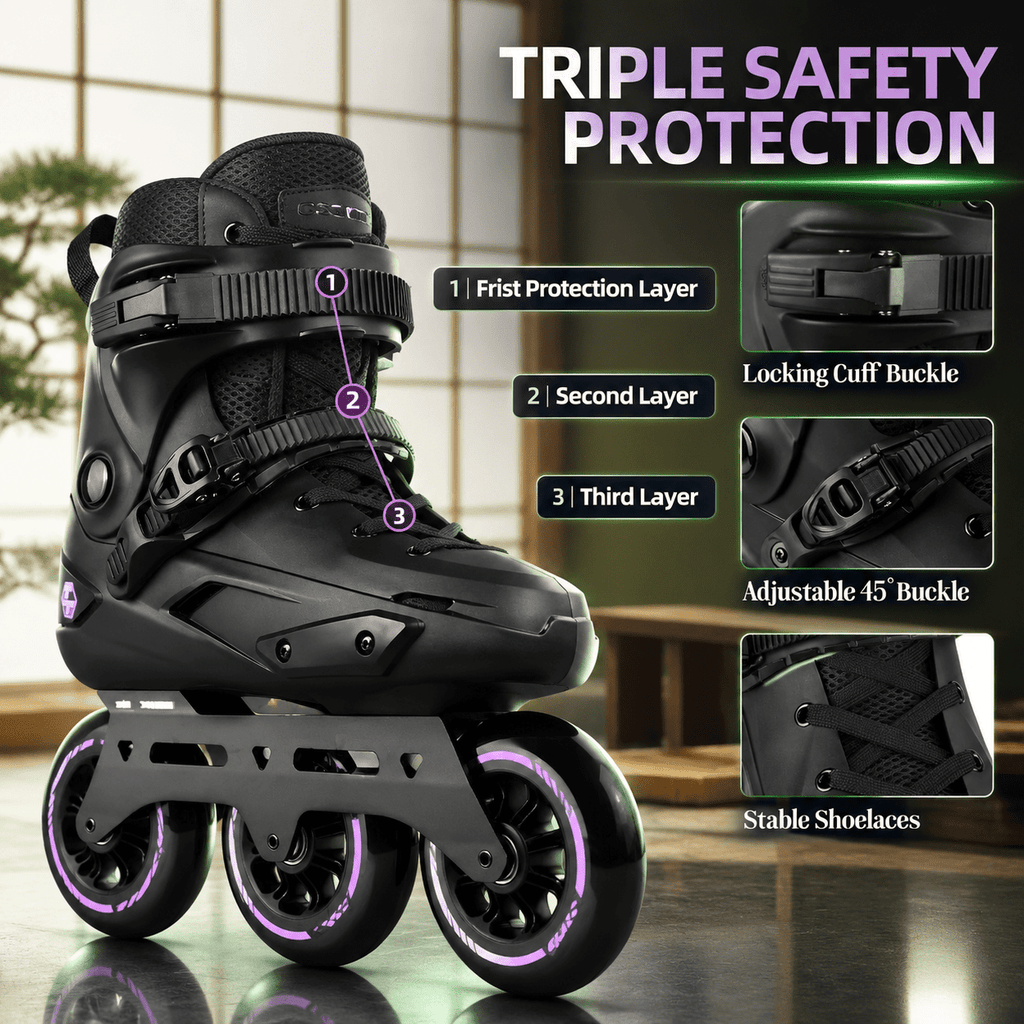 Adult Inline Skates, 3-Wheel High Performance Roller Skates for Men and Women, Size USM13.5-14.5/USL14.5-15.5