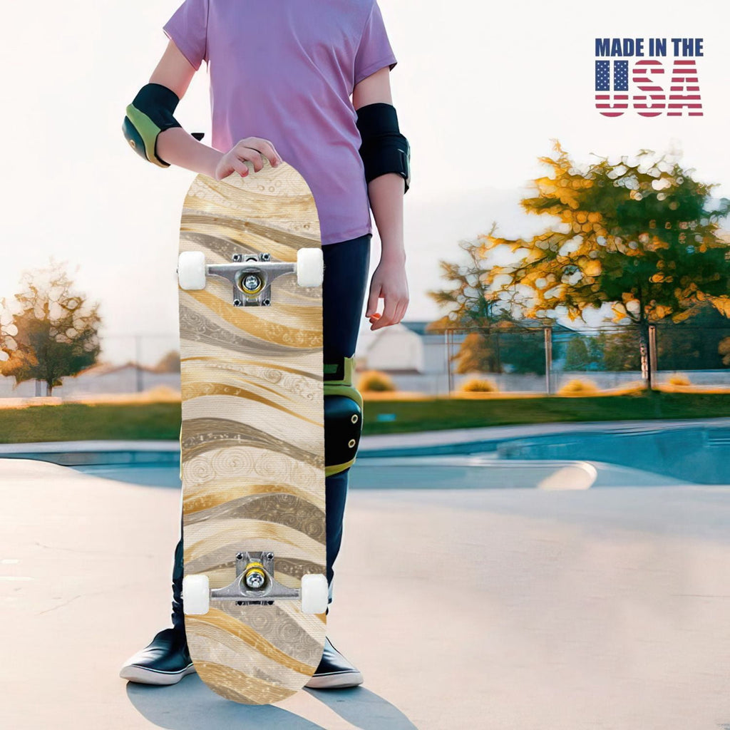 31"x8" Complete Skateboards for Beginners,Farmhouse Floral Daisy Flower Rustic Wood Board Double Kick 7 Ply Canadian Maple Deck Skateboard with Wheels, Gifts for Kids Teens