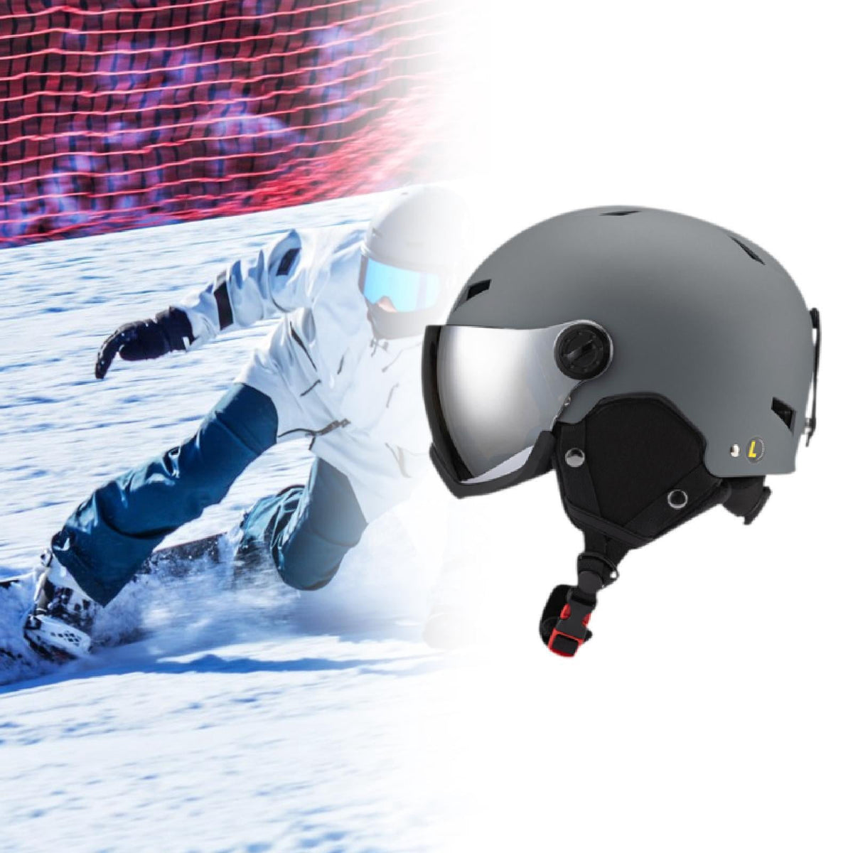 figatia Snowboard Helmet Ski Helmet with Goggles Headgear with Ski Goggles Ear Cover Warm Shockproof Windproof Snow Helmet Ski Helmet L Dark Grey