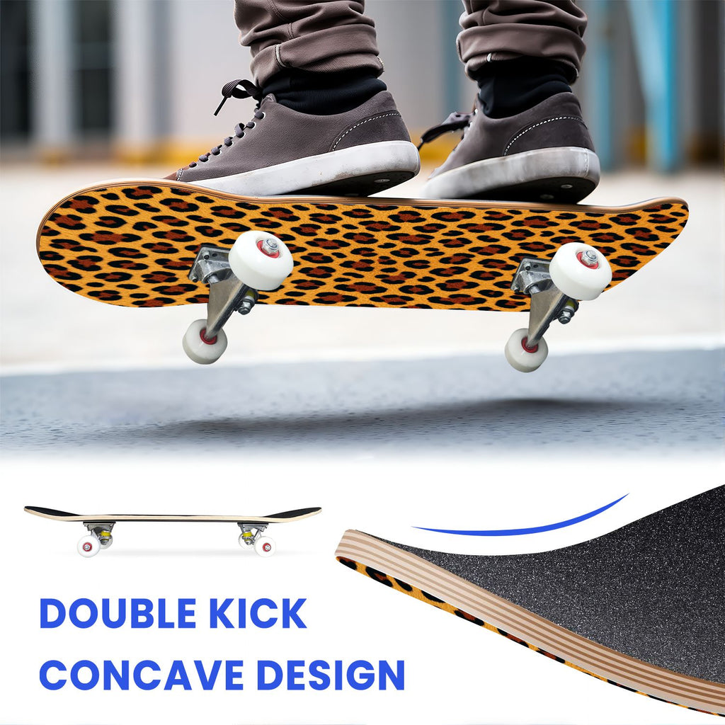 31"x8" Complete Skateboards for Beginners, Pink Bow Heart Vertical Stripes Romantic Double Kick 7 Ply Canadian Maple Deck Skateboard with Wheels, Gifts for Kids Teens