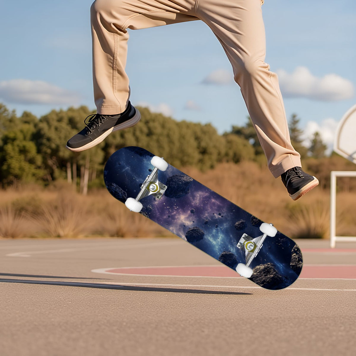 Dark Floral Wildflower Pink Yellow Blue Blooms 31" x 8" Complete Skateboard, 7-Ply Canadian Maple Double Kick Trick Board for Kids and Beginners Adult Gifts