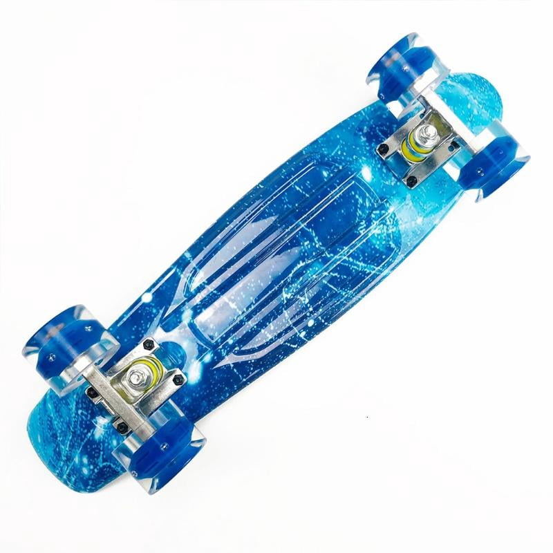 CEORPER 22inch Complete Mini Cruiser Skateboard Longboard Flashing Wheels Fish Skate Board for Adults Kids Teens