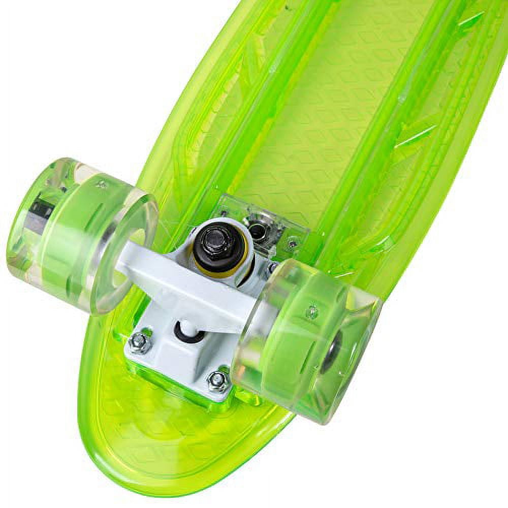 Rekon 22" Complete LED Light Up Mini Cruiser Skateboard (Clear Green)