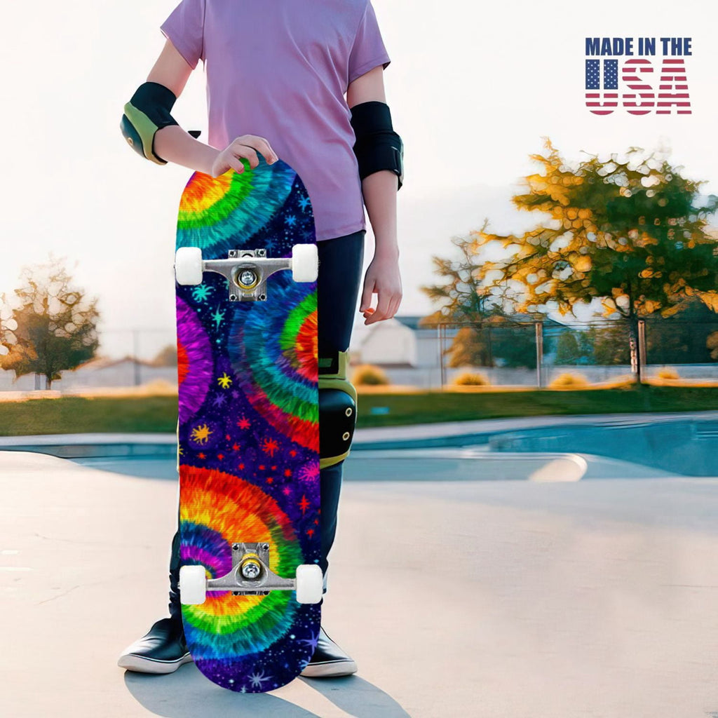 31"x8" Complete Skateboards for Beginners,Pink Cream Vertical Stripes Double Kick 7 Ply Canadian Maple Deck Skateboard with Wheels, Gifts for Kids Teens