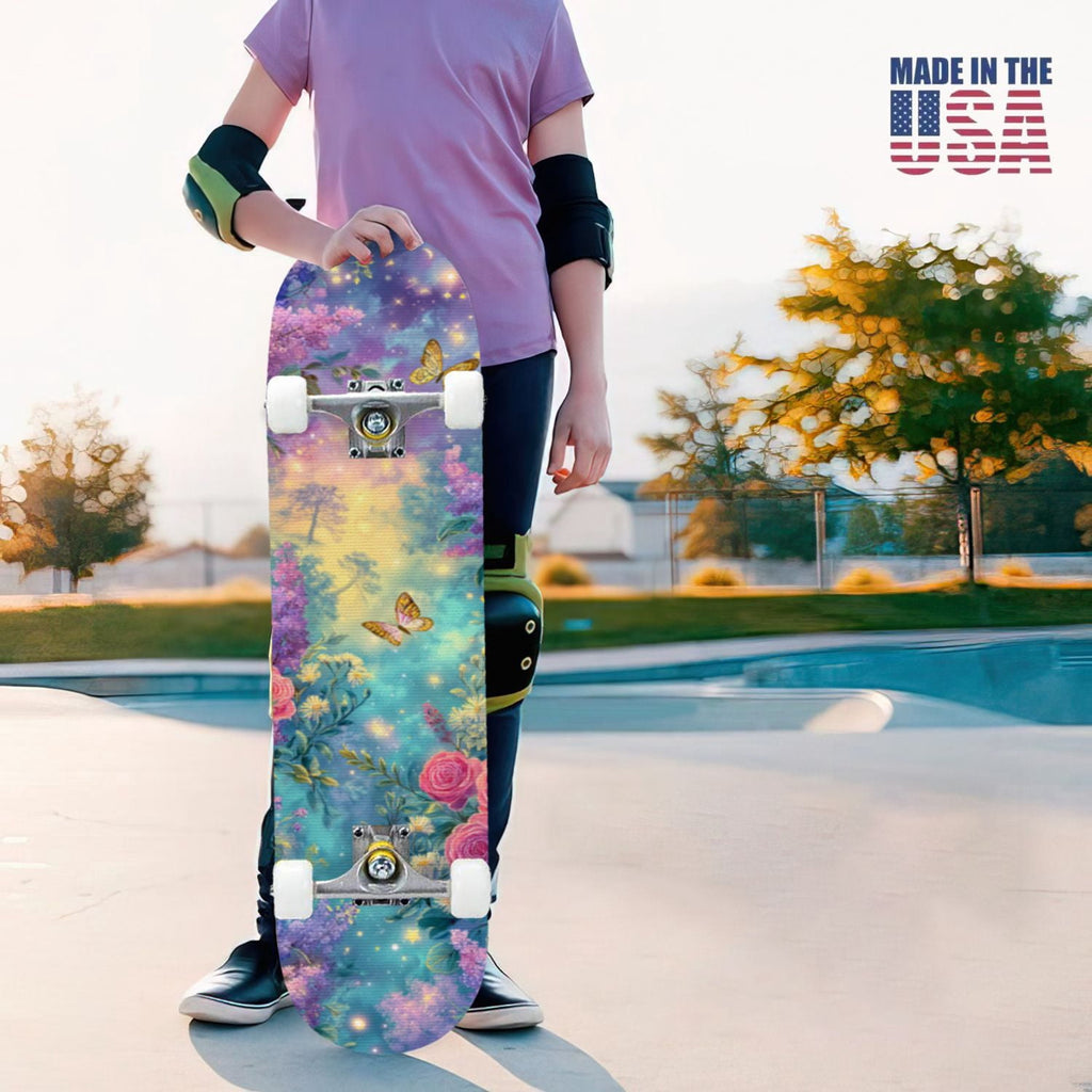 31"x8" Complete Skateboards for Beginners,Barn Windmill Artwork Rustic Barn Wood Farm Windmill Double Kick 7 Ply Canadian Maple Deck Skateboard with Wheels, Gifts for Kids Teens