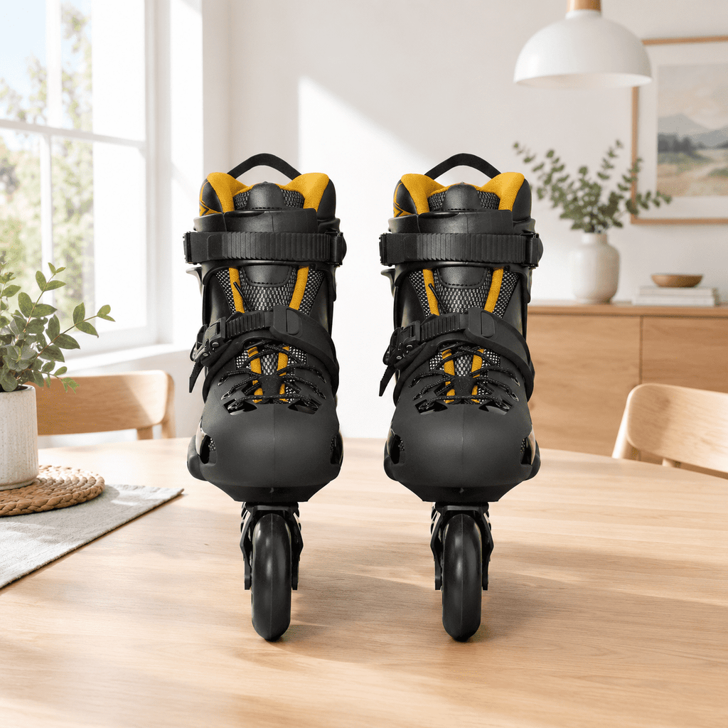 Men's Inline Skates For Urban Freeride Skating - Abec-9 Bearings High-impact Pp Shell Ankle Support All-weather Buckle