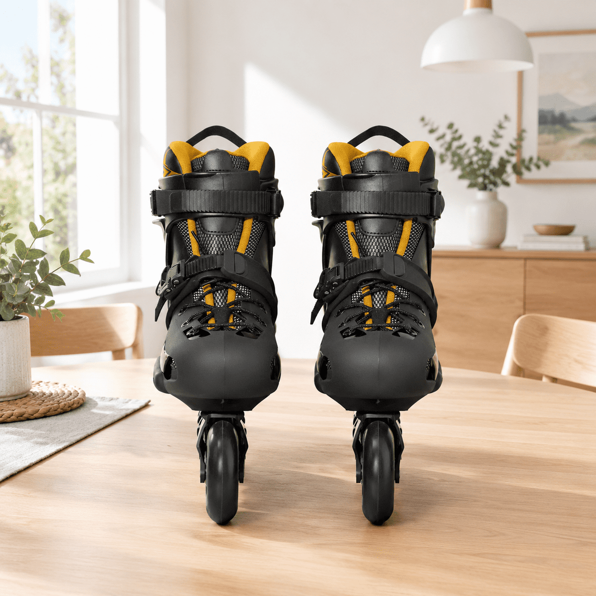 Men's Inline Skates For Urban Freeride Skating - Abec-9 Bearings High-impact Pp Shell Ankle Support All-weather Buckle