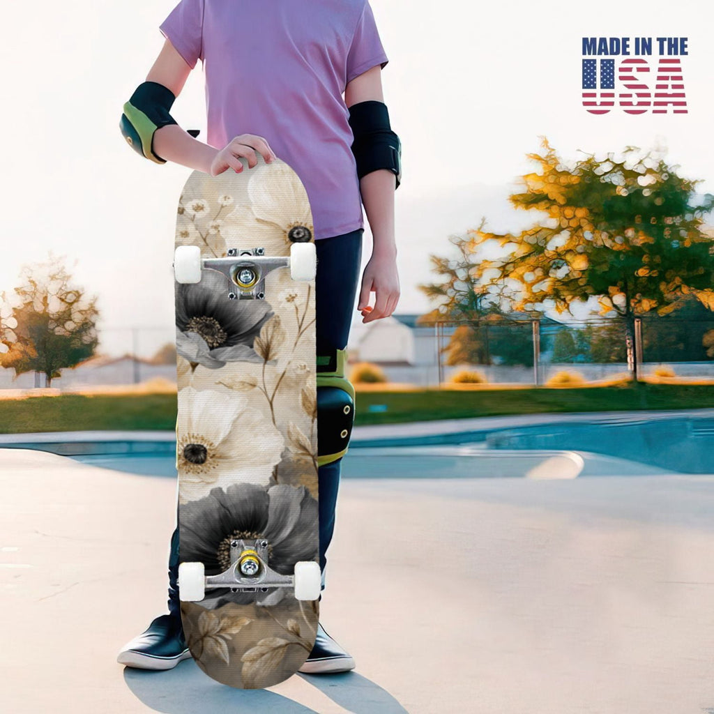 31"x8" Complete Skateboards for Beginners, Soft Blue Cream Striped Design Double Kick 7 Ply Canadian Maple Deck Skateboard with Wheels, Gifts for Kids Teens