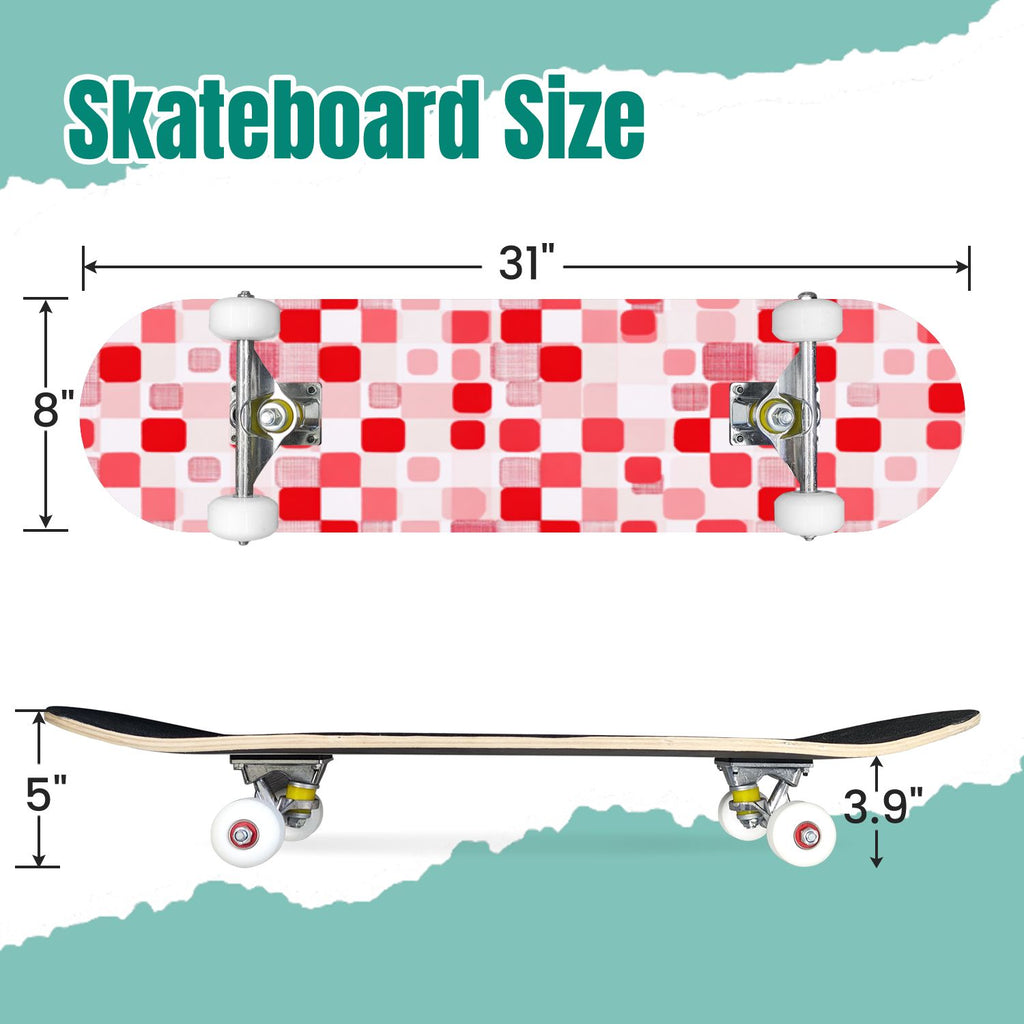 Vintage Floral Bird Sepia Tones 31" x 8" Complete Skateboard, 7-Ply Canadian Maple Double Kick Trick Board for Kids and Beginners Adult Gifts