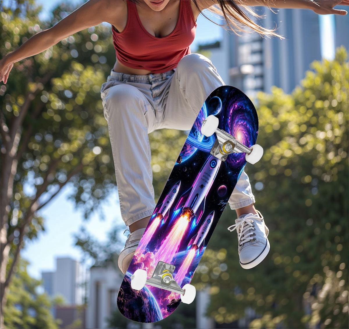 Complete Skateboard Vibrant Comic Eye 31 Inch 7-Ply Maple Skateboard with PU Wheels and Aluminum Trucks, Ready-to-Ride Skateboard for Beginners, Teens and Adults