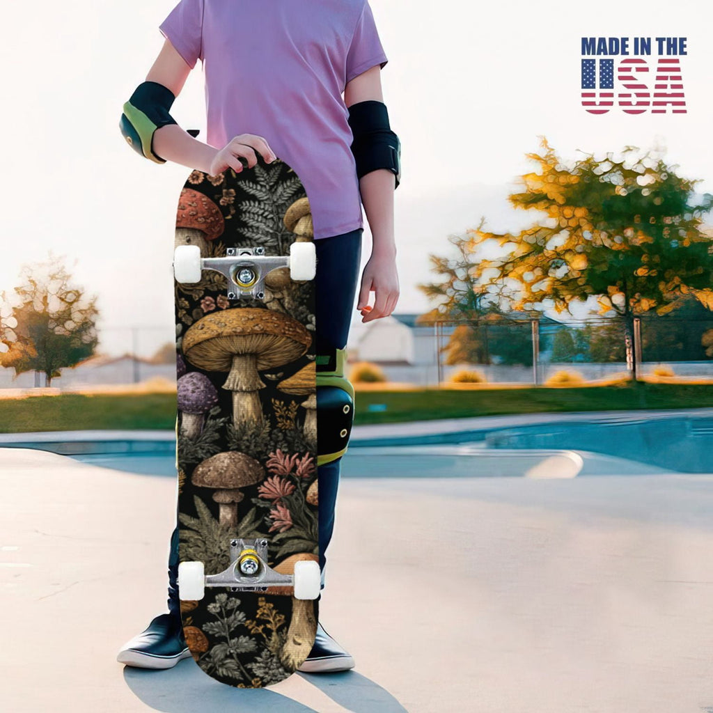 31"x8" Complete Skateboards for Beginners,Cartoon Hand Drawn Ice Cream Doodles Seamless Cones Cupcakes Double Kick 7 Ply Canadian Maple Deck Skateboard with Wheels, Gifts for Kids Teens