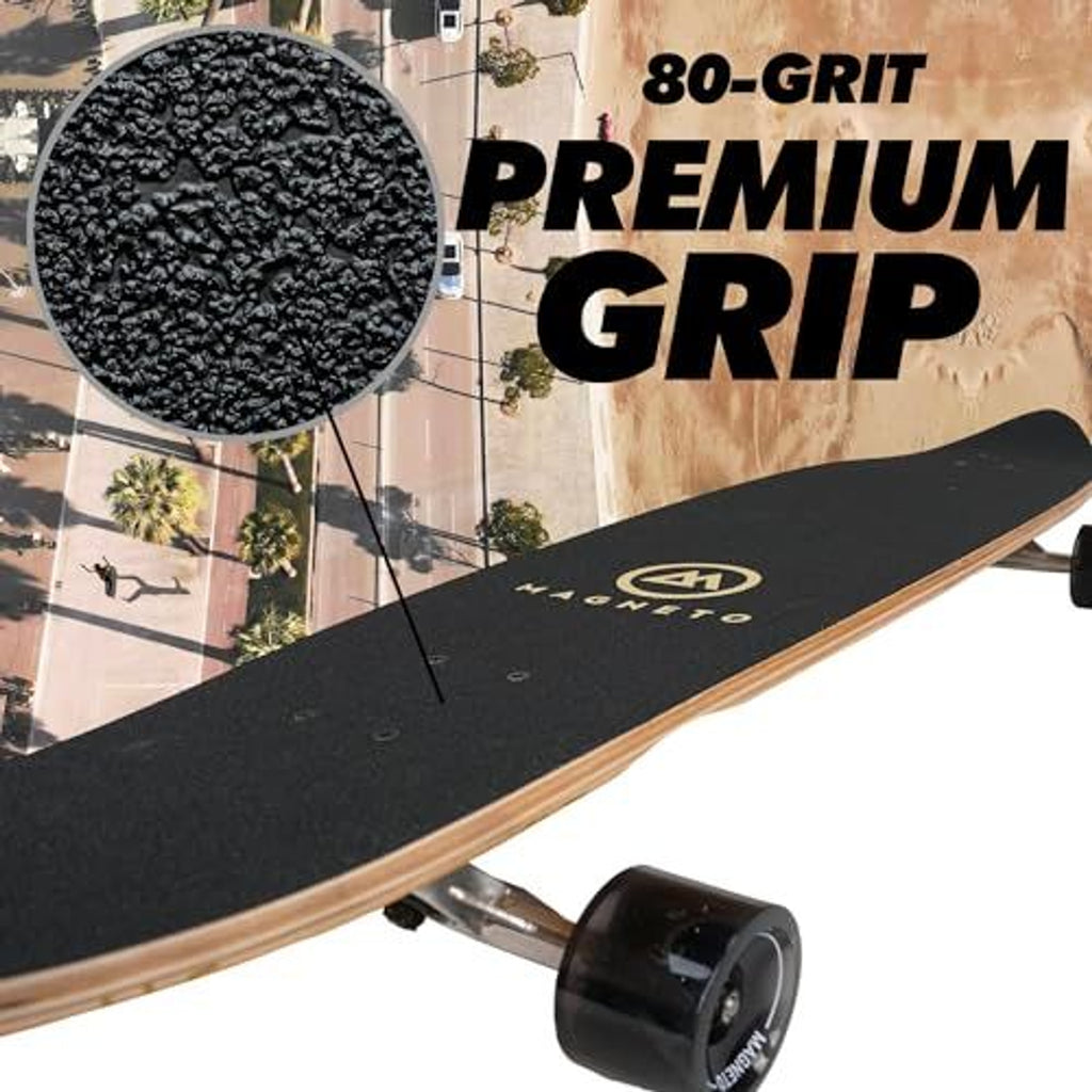 Magneto 44-Inch Kicktail Cruiser Longboard - Surf-Inspired Beach Cruising & Retro Skateboards - Bamboo & Maple Deck - 44" x 9", Retro Surf