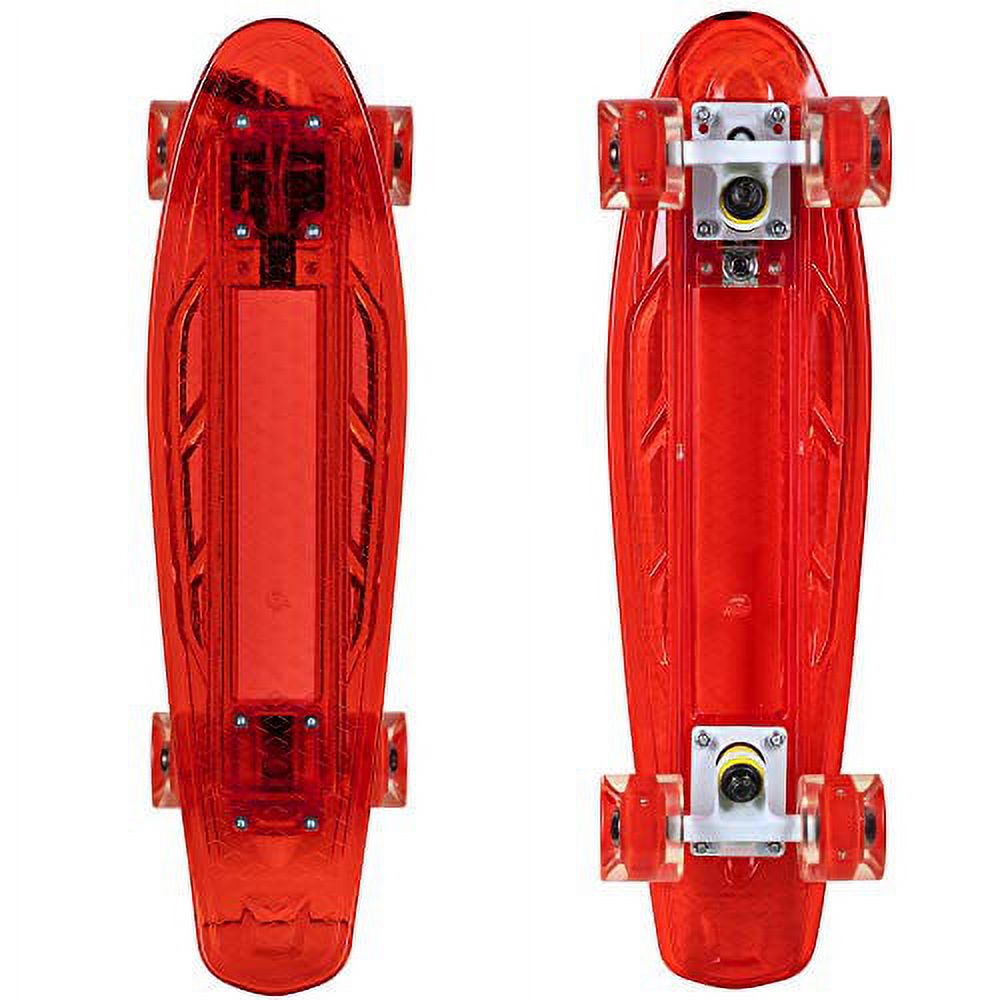 Rekon 22" Complete LED Light Up Mini Cruiser Skateboard (Clear Green)