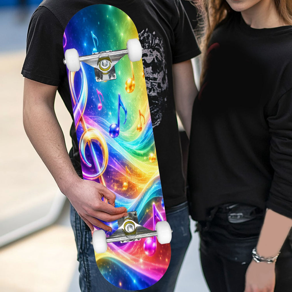 Complete Skateboard Vibrant Multicolored Abstract 31 Inch 7-Ply Maple Skateboard with PU Wheels and Aluminum Trucks, Ready-to-Ride Skateboard for Beginners, Teens and Adults