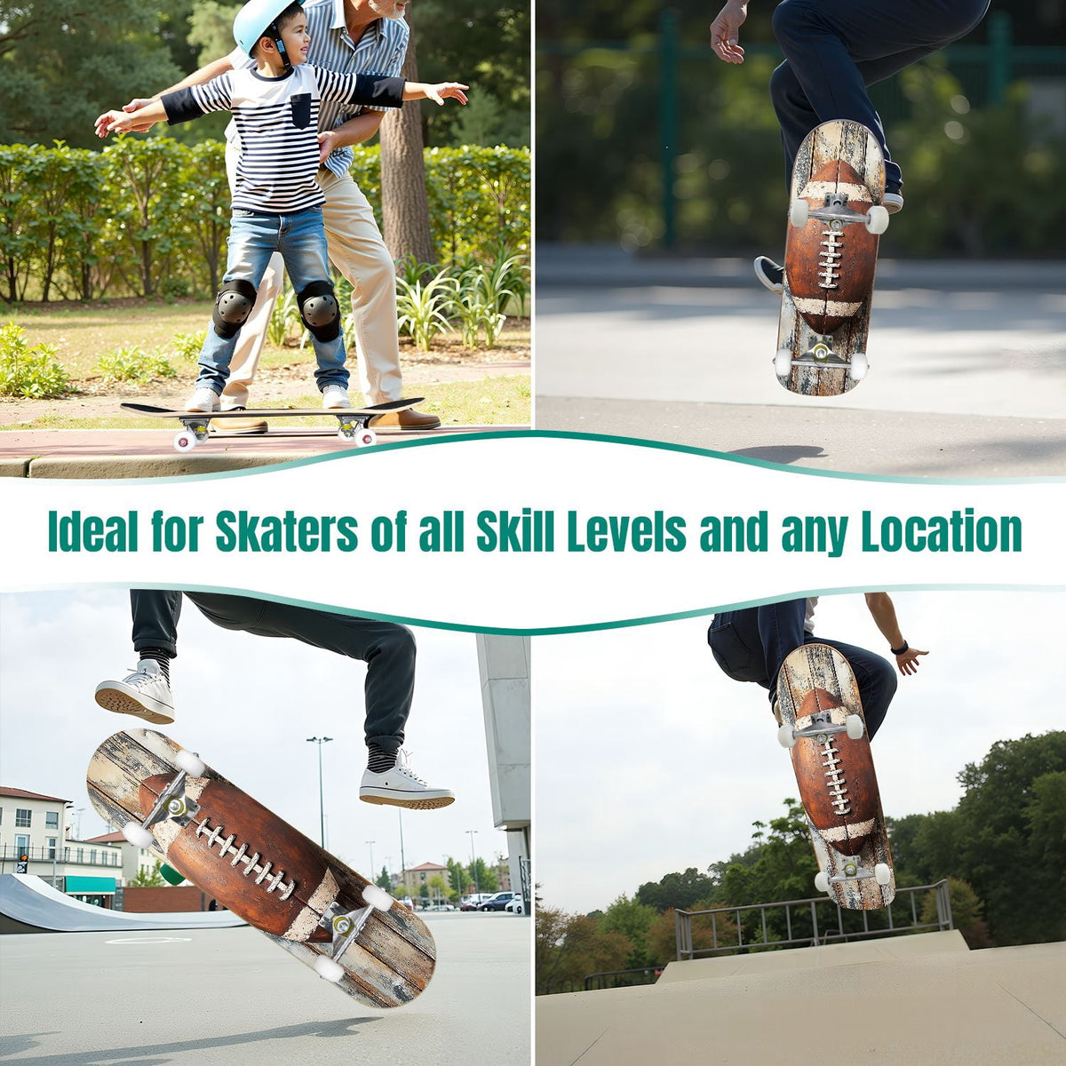 31"x8" Complete Skateboards for Beginners,Abstract Soccer Ball Vibrant Paint Splashes Drips Double Kick 7 Ply Canadian Maple Deck Skateboard with Wheels, Sports Gifts for Kids Teens