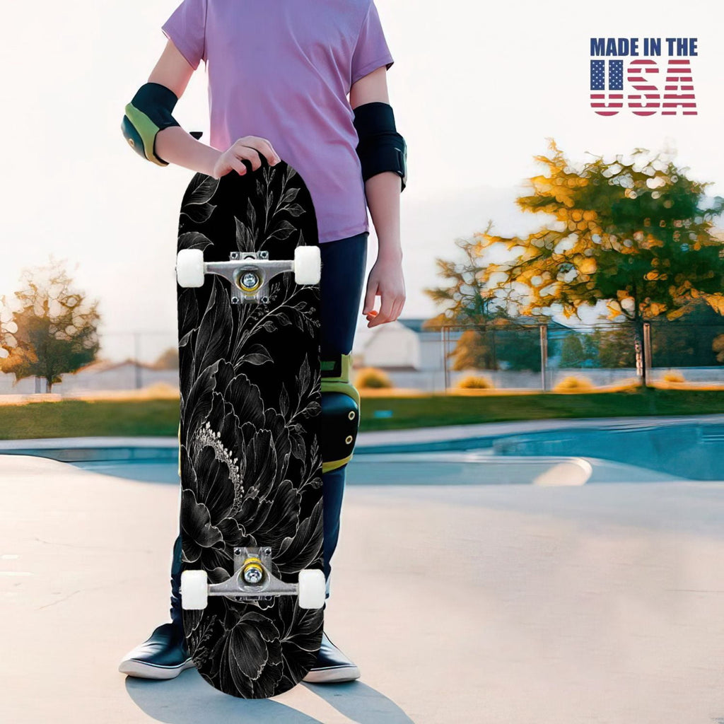 31"x8" Complete Skateboards for Beginners,Cute Ghosts Purple Bows Bats Lilac Halloween Double Kick 7 Ply Canadian Maple Deck Skateboard with Wheels, Gifts for Kids Teens