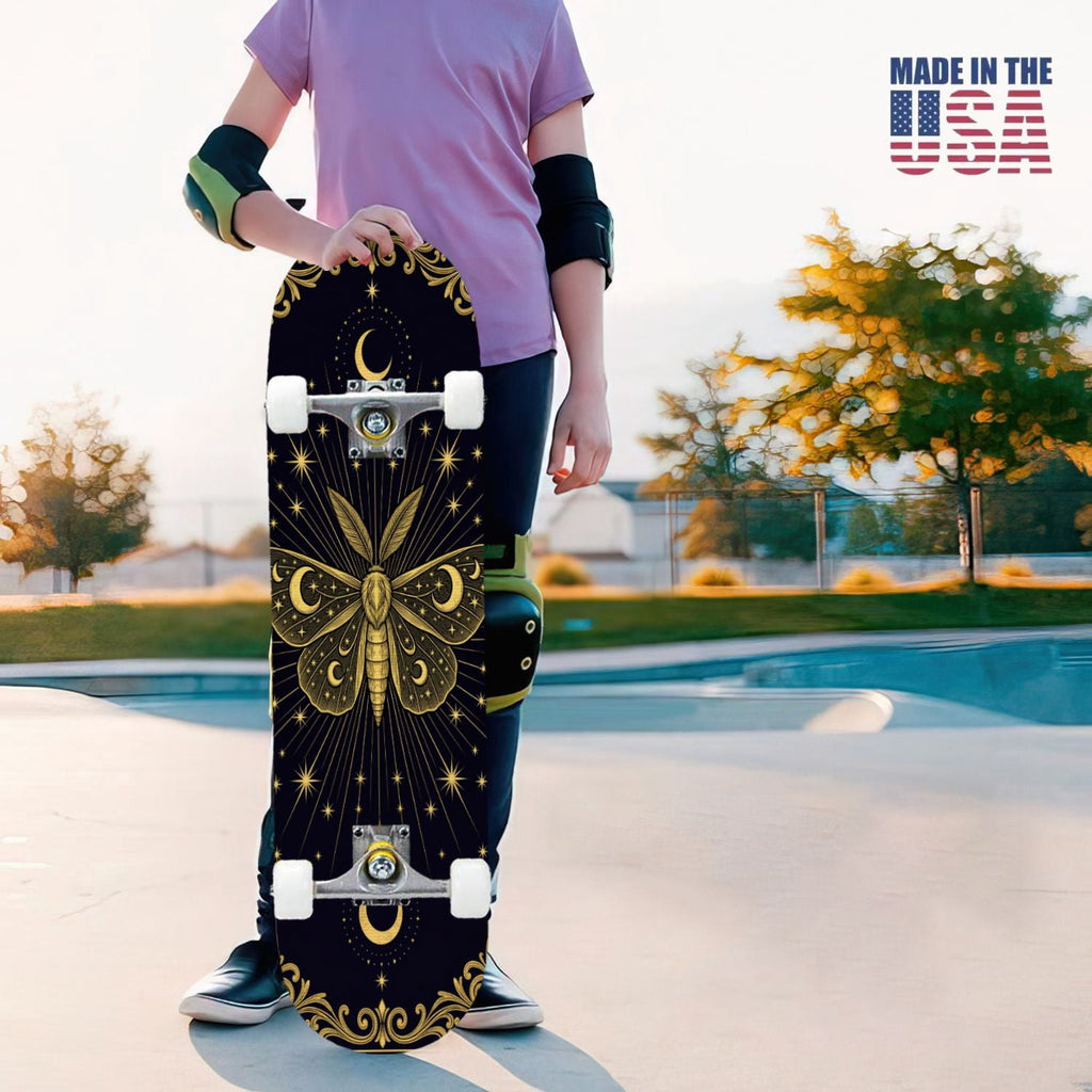 31"x8" Complete Skateboards for Beginners, Idyllic Tropical Beach Turquoise Water Golden Sand Shoreline Double Kick 7 Ply Canadian Maple Deck Skateboard with Wheels, Gifts for Kids Teens