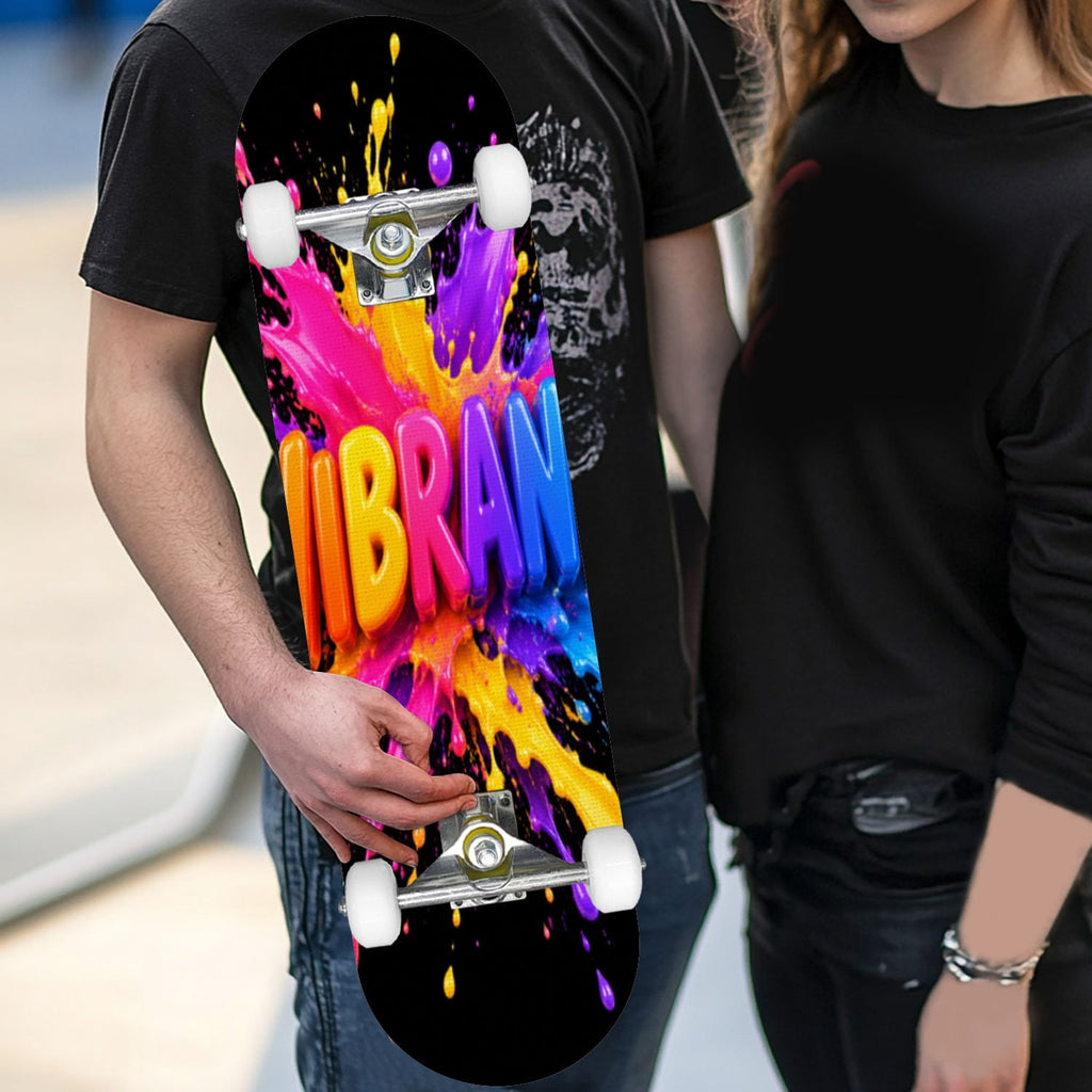 Complete Skateboard Vibrant Swirling Abstract 31 Inch 7-Ply Maple Skateboard with PU Wheels and Aluminum Trucks, Ready-to-Ride Skateboard for Beginners, Teens and Adults
