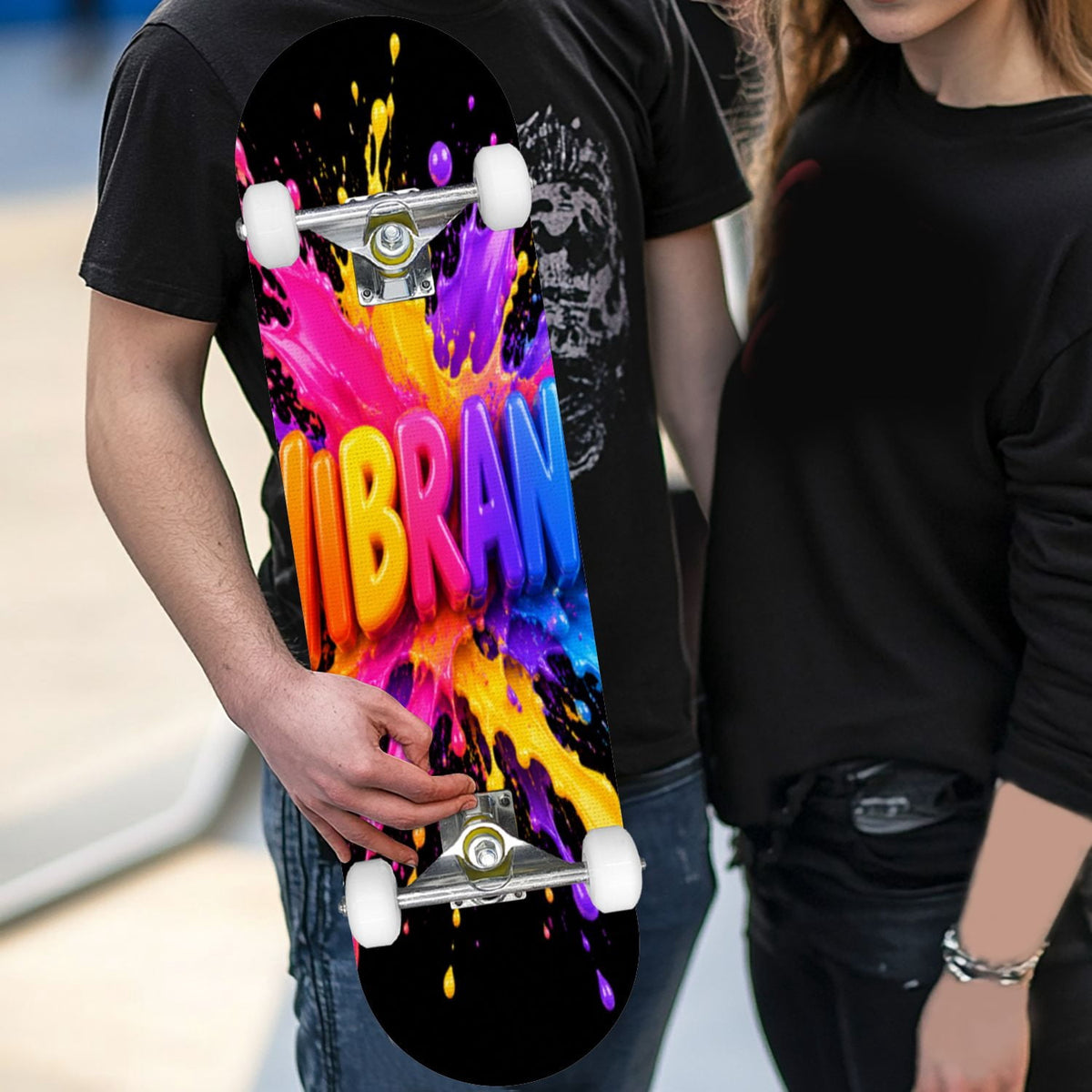 Complete Skateboard Vibrant Swirling Abstract 31 Inch 7-Ply Maple Skateboard with PU Wheels and Aluminum Trucks, Ready-to-Ride Skateboard for Beginners, Teens and Adults