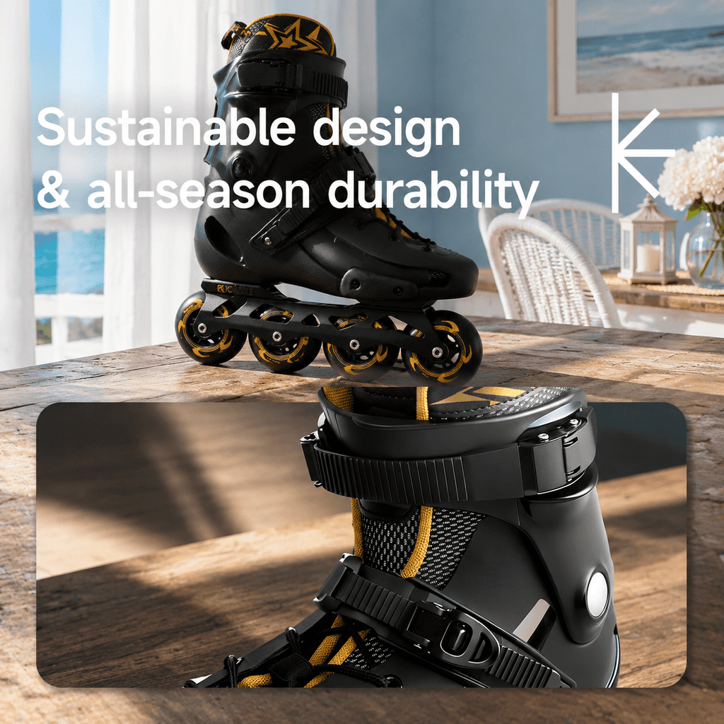 Men's Inline Skates For Urban Freeride Skating - Abec-9 Bearings High-impact Pp Shell Ankle Support All-weather Buckle